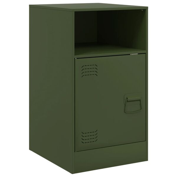 vidaXL Κομοδίνο Πράσινο Λαδί 34,5x39x62 εκ. από Χάλυβα