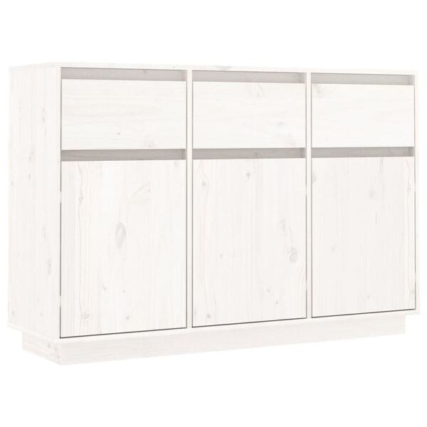 vidaXL Μπουφές Λευκός 110 x 34 x 75 εκ. από Μασίφ Ξύλο Πεύκου