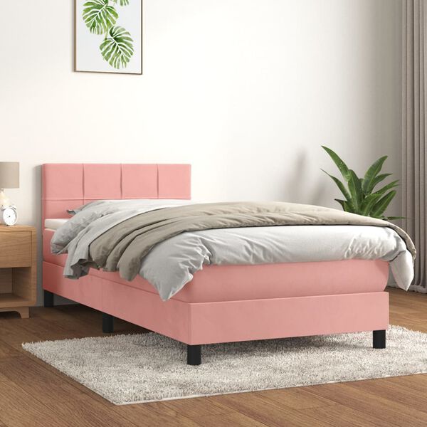 vidaXL &Kappa;&rho;&epsilon;&beta;ά&tau;&iota; Boxspring &mu;&epsilon; &Sigma;&tau;&rho;ώ&mu;&alpha; &Rho;&omicron;&zeta; 100x200 &epsilon;&kappa;. &Beta;&epsilon;&lambda;&omicron;ύ&delta;&iota;&nu;&omicron;
