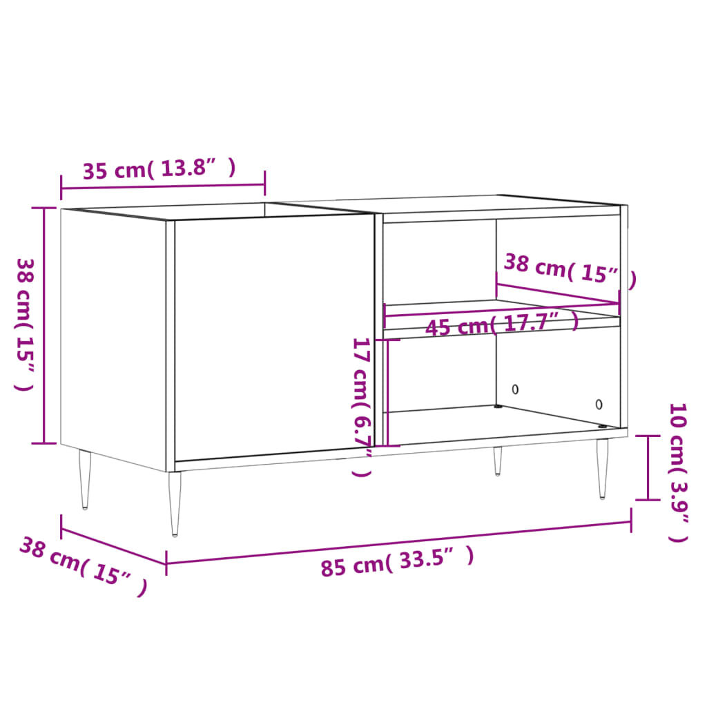 vidaXL Δισκοθήκη Λευκή 85 x 38 x 48 εκ. από Επεξεργασμένο Ξύλο