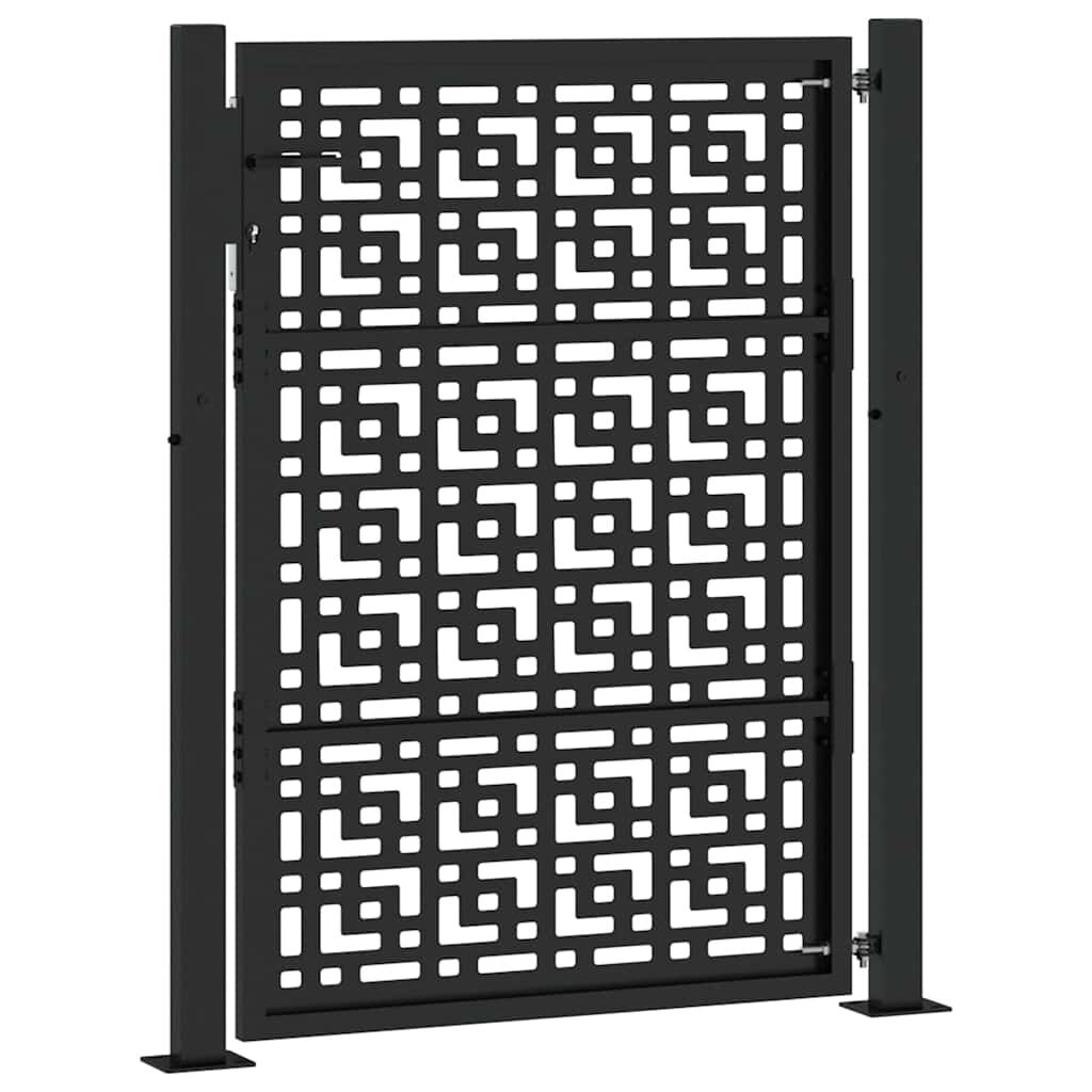 vidaXL Πύλη κήπου Μαύρη 105x130 cm Ατσάλινος σταυρός σχεδιασμού