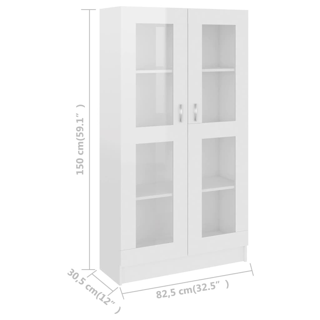 vidaXL Βιτρίνα Γυαλιστερό Λευκό 82,5 x 30,5 x 150 εκ. Επεξ. Ξύλο
