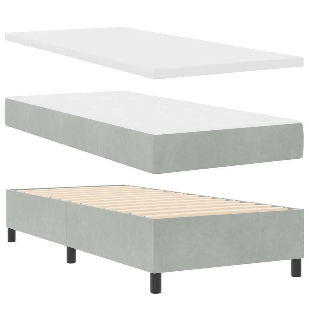 Κρεβάτι Box Spring με Στρώμα vidaXL Λαμπερό Γκρι 90x200 cm Βελούδο