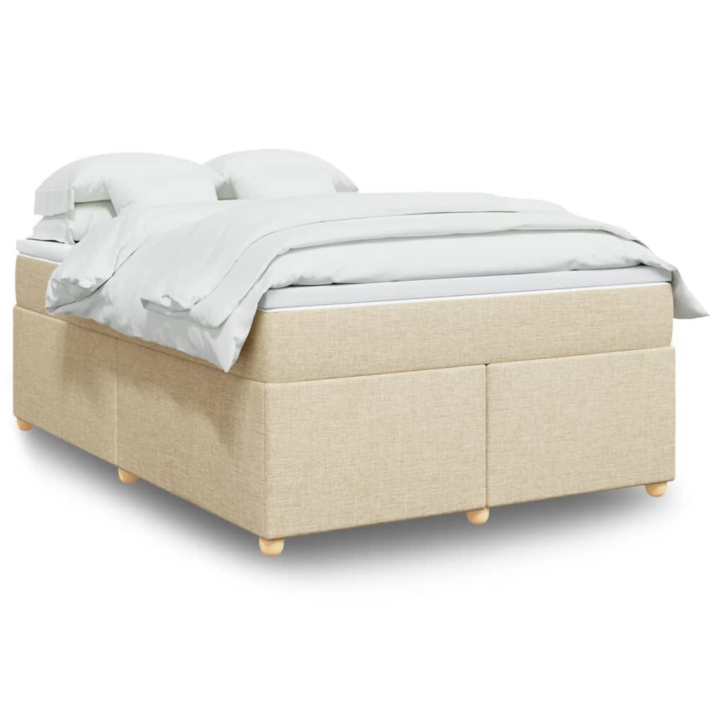 vidaXL Κρεβάτι Boxspring με Στρώμα Κρεμ 140x200 εκ. Υφασμάτινο