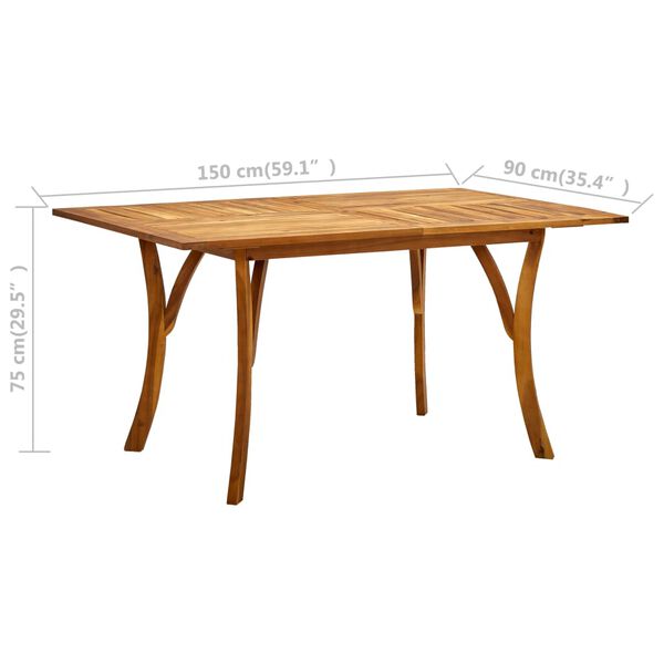 vidaXL Τραπέζι Κήπου 150 x 90 x 75 εκ. από Μασίφ Ξύλο Ακακίας