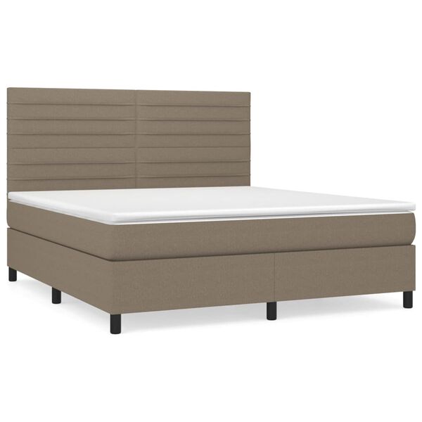 vidaXL &Kappa;&rho;&epsilon;&beta;ά&tau;&iota; Boxspring &mu;&epsilon; &Sigma;&tau;&rho;ώ&mu;&alpha; Taupe 180x200 &epsilon;&kappa;. &Upsilon;&phi;&alpha;&sigma;&mu;ά&tau;&iota;&nu;&omicron;