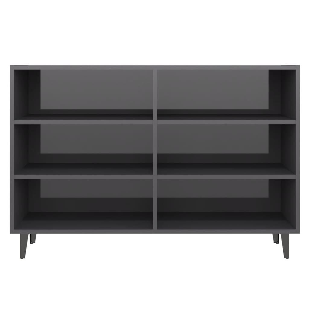 vidaXL Ραφιέρα Γυαλιστερή Γκρι 103,5 x 35 x 70 εκ. από Επεξ. Ξύλο