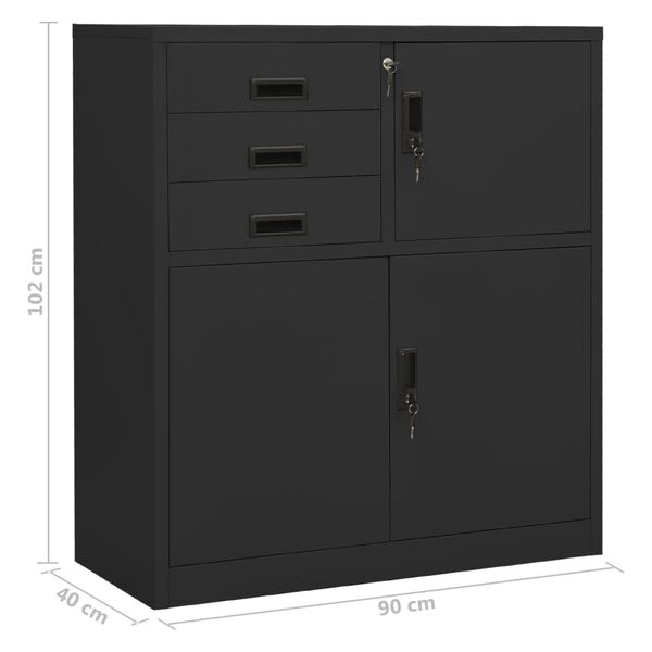 vidaXL Ντουλάπα Γραφείου με Γλάστρα Ανθρακί 90 x 40 x 125 εκ. Ατσάλινη