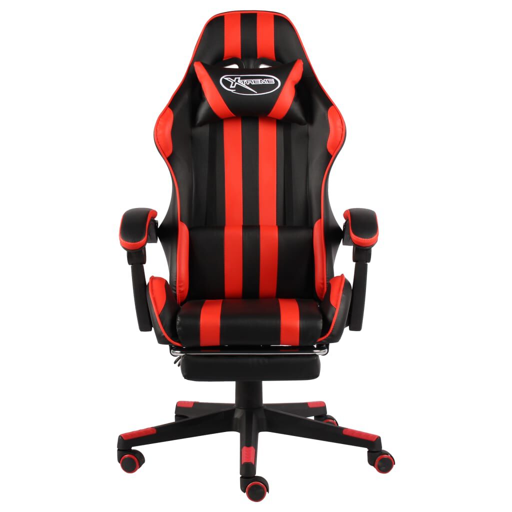 vidaXL Καρέκλα Racing με Υποπόδιο Μαύρο / Κόκκινο από Συνθετικό Δέρμα