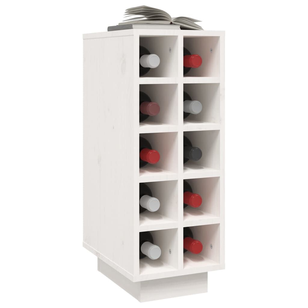 vidaXL Κάβα Κρασιών Λευκή 23 x 34 x 61 εκ. από Μασίφ Ξύλο Πεύκου