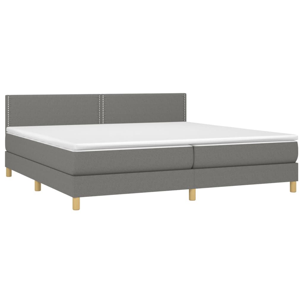 vidaXL Κρεβάτι Boxspring με Στρώμα Σκούρο Γκρι 200x200 εκ. Υφασμάτινο