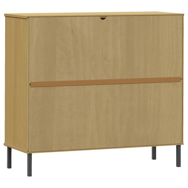 vidaXL Παπουτσοθήκη OSLO Καφέ 95x35x86 εκ. Μασίφ Ξύλο με Μετ. Πόδια