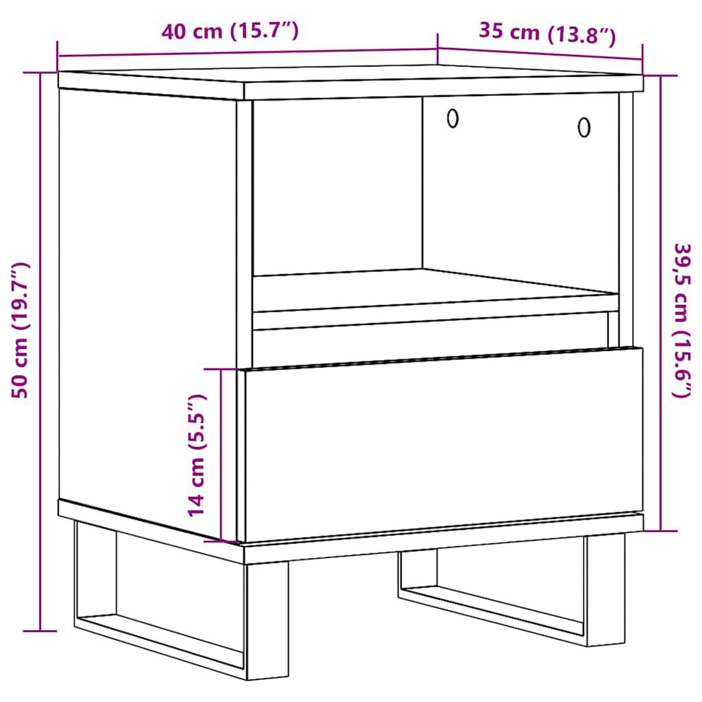 vidaXL Κομοδίνα 2 τεμ. Καφέ Δρυς 40 x 35 x 50 εκ. από Επεξεργ. Ξύλο