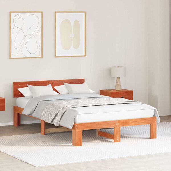 vidaXL Σκελετός Κρεβατιού Καφέ 120 x 200 cm Μασίφ ξύλο πεύκου