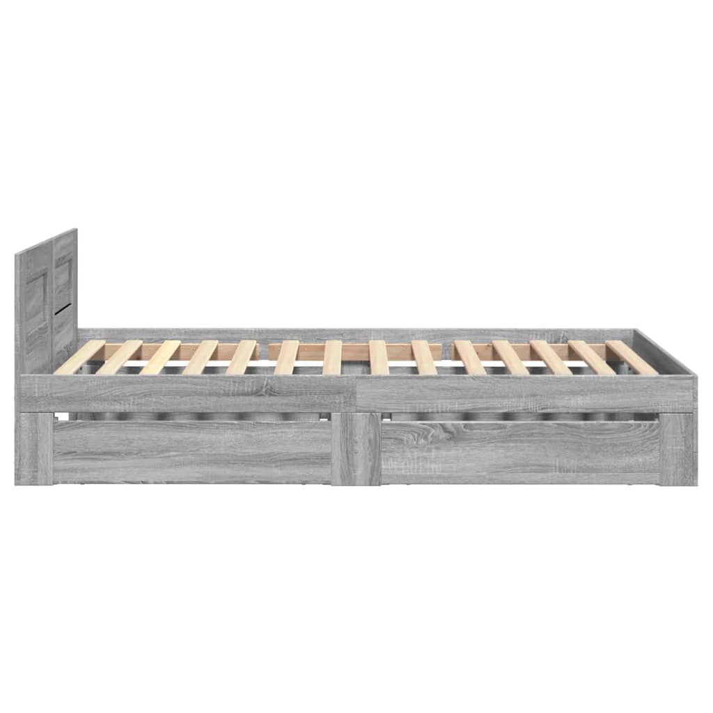 vidaXL Πλαίσιο Κρεβατιού με Κεφαλάρι Γκρι Sonoma 75x190 εκ. Επεξ. Ξύλο