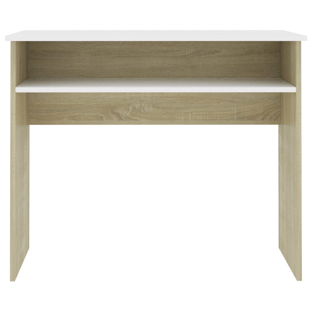 vidaXL Γραφείο Λευκό / Sonoma Δρυς 90 x 50 x 74 εκ. από Μοριοσανίδα