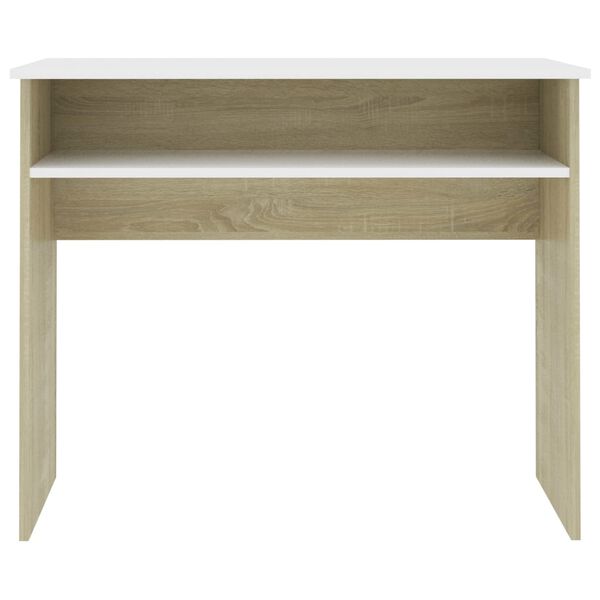 vidaXL Γραφείο Λευκό / Sonoma Δρυς 90 x 50 x 74 εκ. από Μοριοσανίδα
