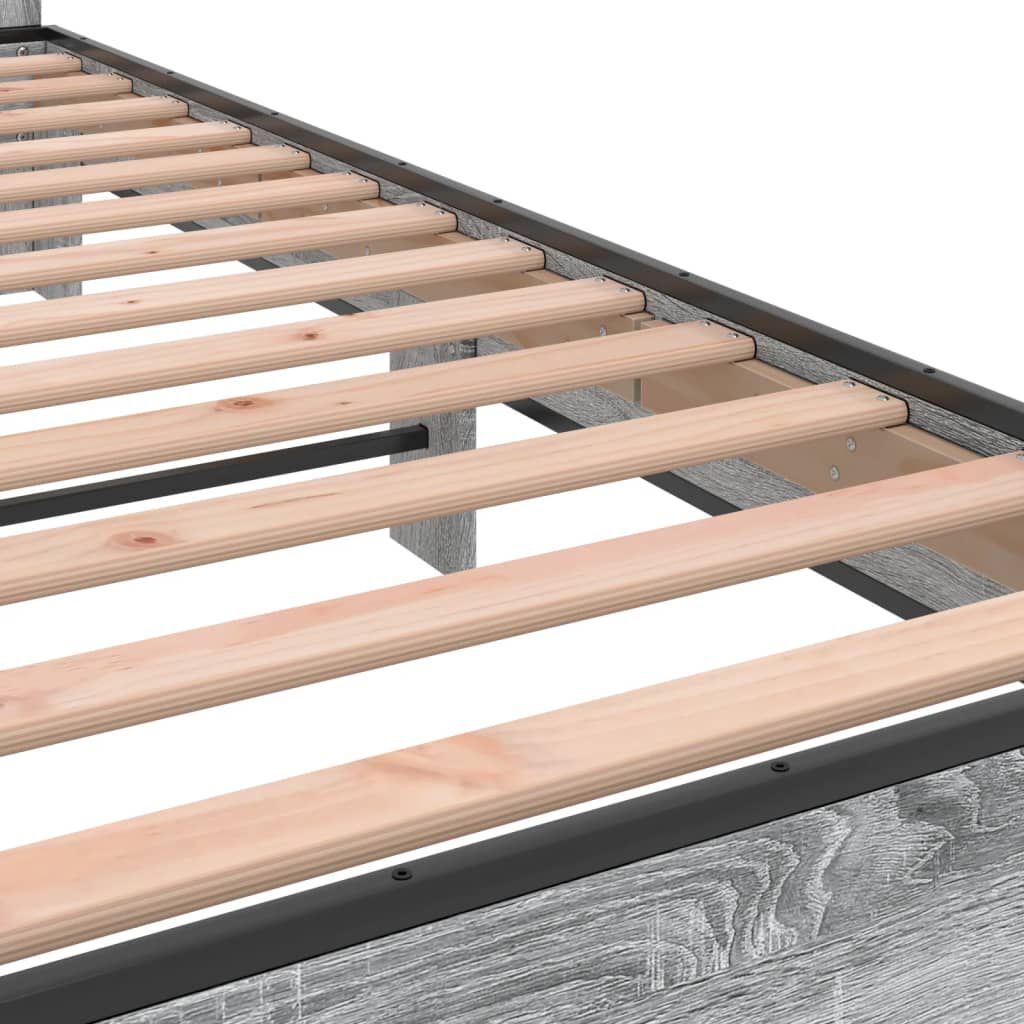 vidaXL Πλαίσιο Κρεβατιού Γκρι Sonoma 140x200 εκ. Επεξ. Ξύλο & Μέταλλο