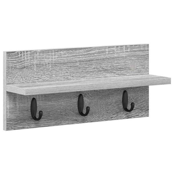 vidaXL Τοίχου Κρεμάστρα με ράφι Γκρι sonoma 40 x 10.5 x 18 εκ