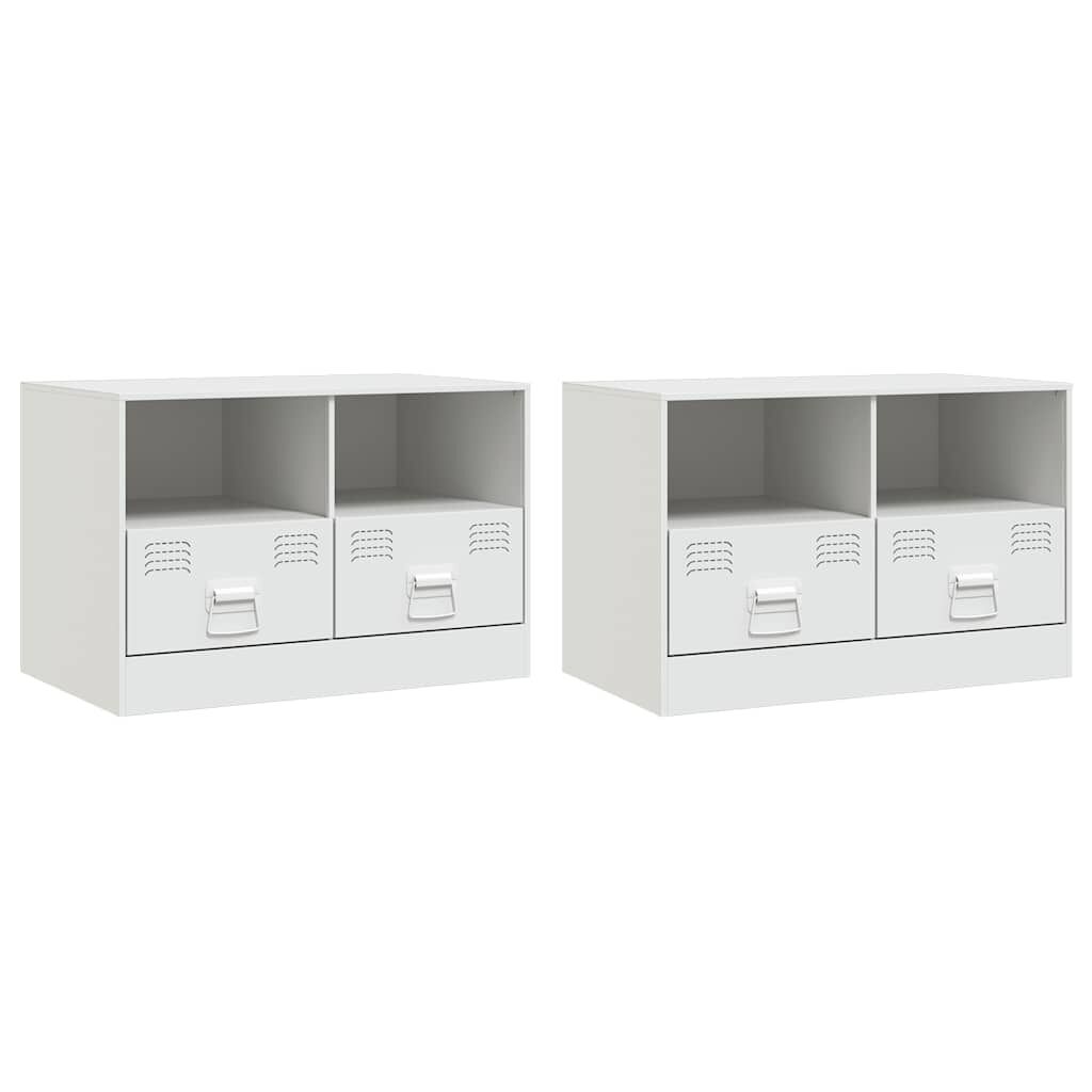 vidaXL Έπιπλα Τηλεόρασης 2 τεμ. Λευκό 67 x 39 x 44 εκ. από Χάλυβα