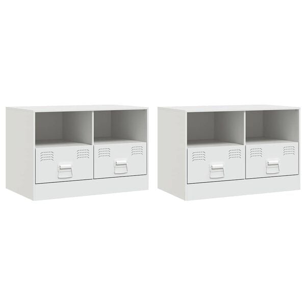 vidaXL Έπιπλα Τηλεόρασης 2 τεμ. Λευκό 67 x 39 x 44 εκ. από Χάλυβα