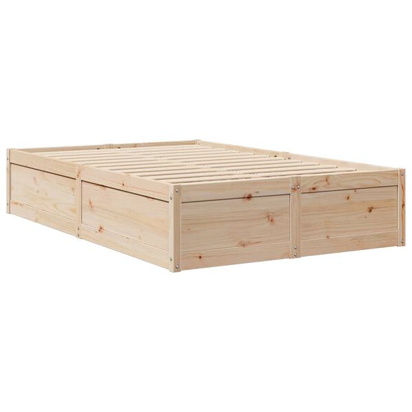 vidaXL Κρεβάτι Βιβλιοθήκη Χωρίς Στρώμα 140x190 εκ Μασίφ Ξύλο Πεύκου