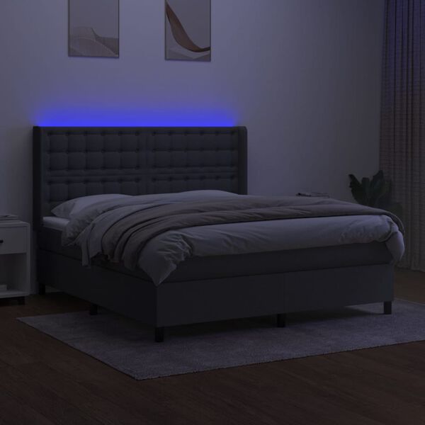 vidaXL &Kappa;&rho;&epsilon;&beta;ά&tau;&iota; Boxspring &mu;&epsilon; &Sigma;&tau;&rho;ώ&mu;&alpha; & LED &Sigma;&kappa;.&Gamma;&kappa;&rho;&iota; 180x200 &epsilon;&kappa; &Upsilon;&phi;&alpha;&sigma;&mu;ά&tau;&iota;&nu;&omicron;