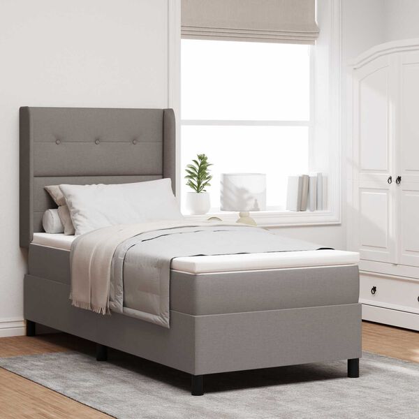 Κρεβάτι Box Spring vidaXL με στρώμα και LED Ταπέ <br>90x190 εκ. Υφάσμα