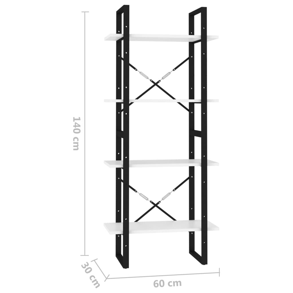 vidaXL Βιβλιοθήκη με 4 Ράφια Λευκή 60 x 30 x 140 εκ. από Μοριοσανίδα