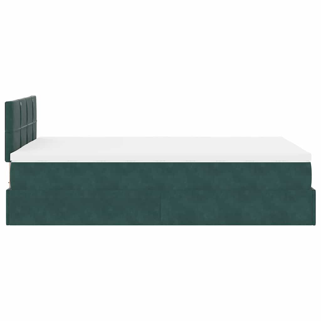 vidaXL Οθωμανικό κρεβάτι με στρώμα & LEDs Dark Green 120x200cm Velvet