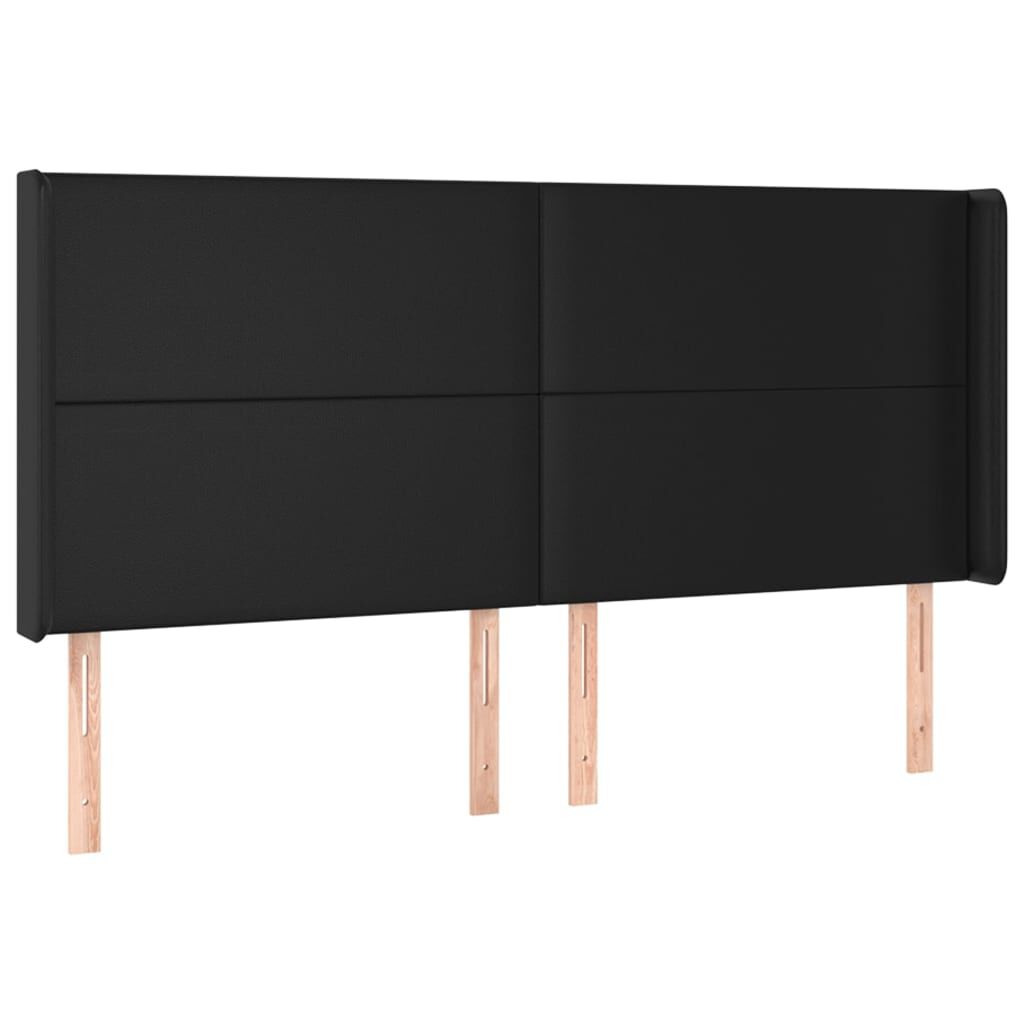 vidaXL Κεφαλάρι με Πτερύγια Μαύρο 203x16x118/128 εκ. Συνθετικό Δέρμα