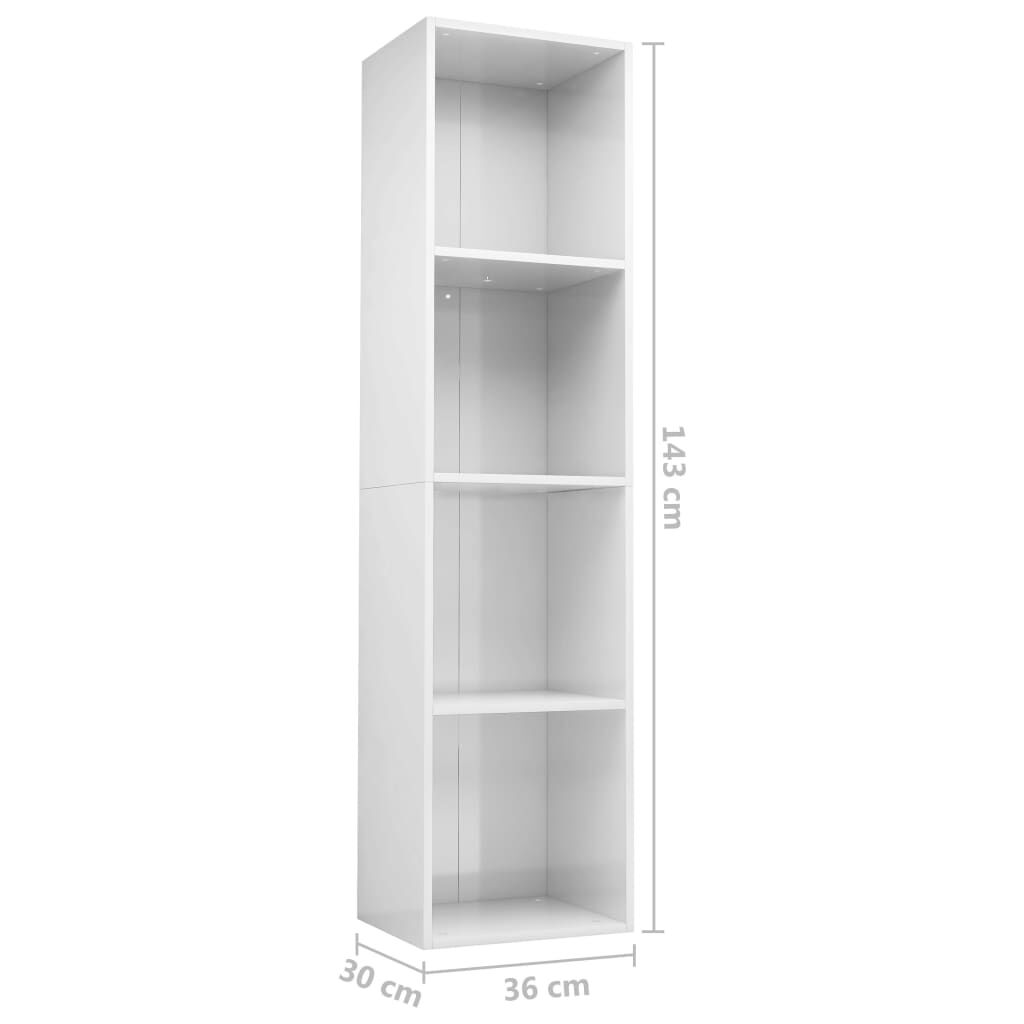vidaXL Βιβλιοθήκη/Έπιπλο TV Γυαλιστερό Λευκό 36x30x143 εκ. Επεξ. Ξύλο