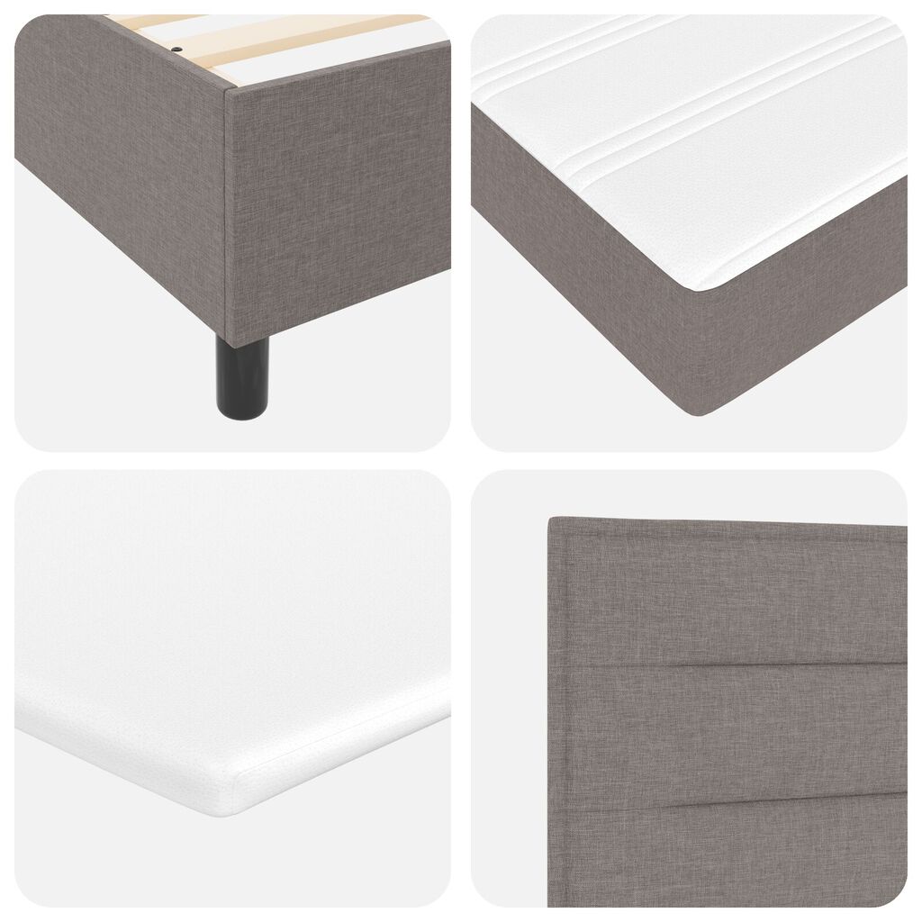 κρεβάτι Box Spring με στρώμα & LED Taupe 200x200 εκ. Υφασμάτινο