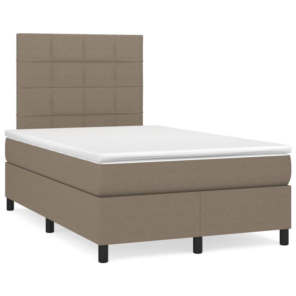vidaXL Κρεβάτι Boxspring με Στρώμα & LED Taupe 120x190 εκ. Υφασμάτινο
