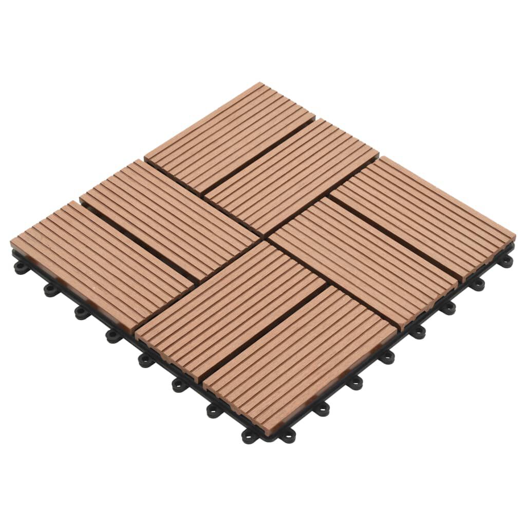 vidaXL Πλακάκια Deck 11 τεμ. Καφέ 30 x 30 εκ. 1 μ² από WPC