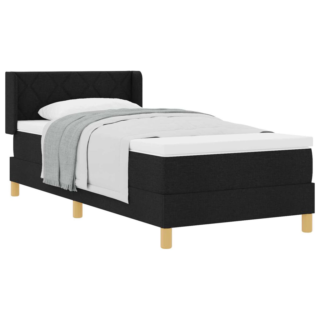 vidaXL Κρεβάτι με Ελατήρια με στρώμα Μαύρο 90 x 190 cm ύφασμα