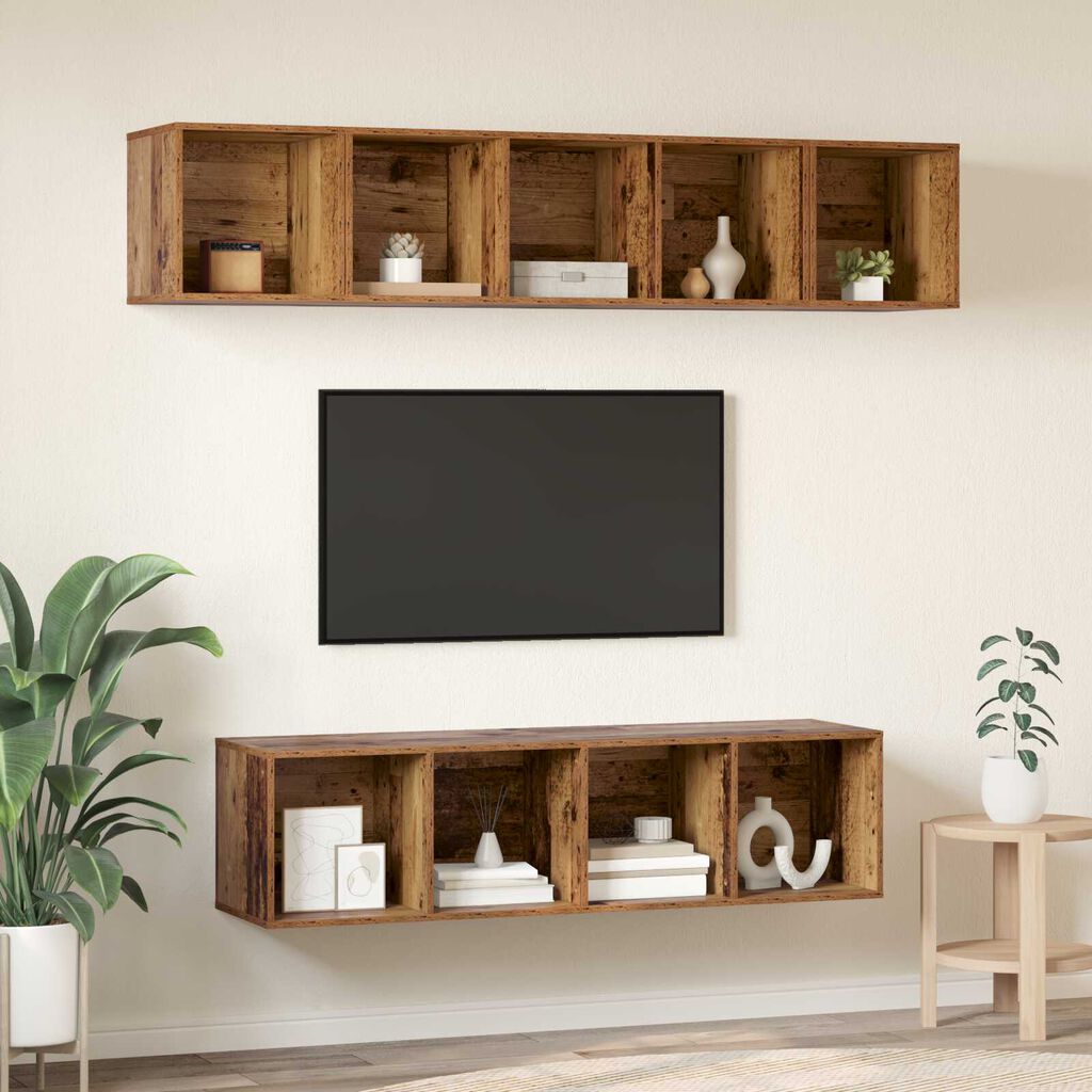 vidaXL Σετ επίπλου τηλεόρασης 4 pcs Παλιό ξύλο 37 x 37 x 142.5 εκ