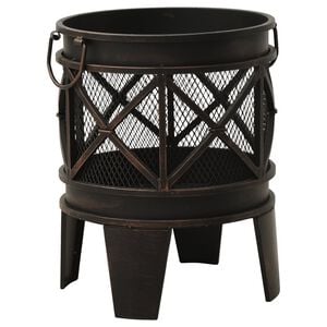 313637 vidaXL Rustic Fire Pit with Poker &Phi;42x54 cm Steel