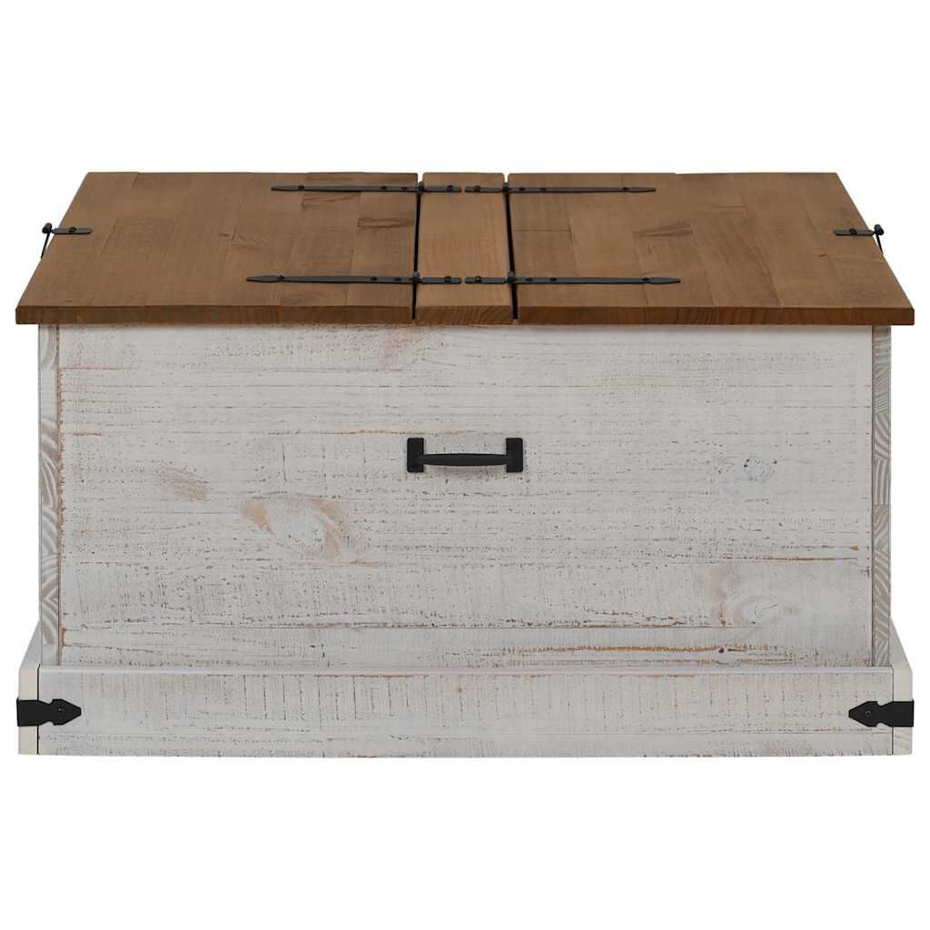 vidaXL Σεντούκι αποθήκευσης HALDEN Λευκό 91x91x47 cm Στερεό ξύλο πεύκο
