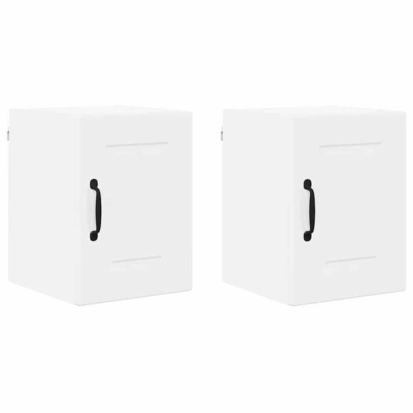 vidaXL Κρεμαστό ντουλάπι κουζίνας με ράφι 2 pcs Υψηλής γυαλάδας λευκό