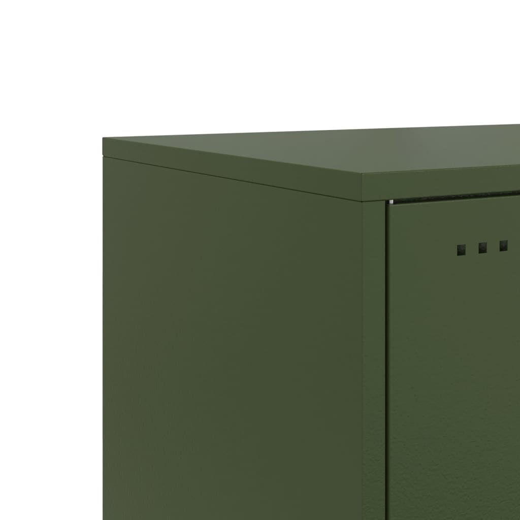 vidaXL Κομοδίνα 2 τεμ. Πράσινο Λαδί 36x39x43,5 εκ. από Χάλυβα