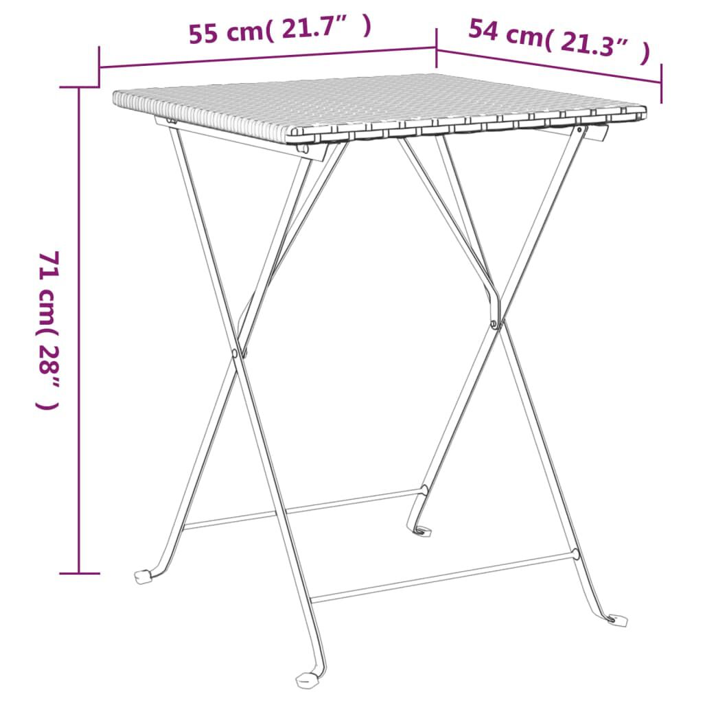 vidaXL Τραπέζι Bistro Πτυσσόμενο Μαύρο 55x54x71 εκ. Συνθετικό Ρατάν