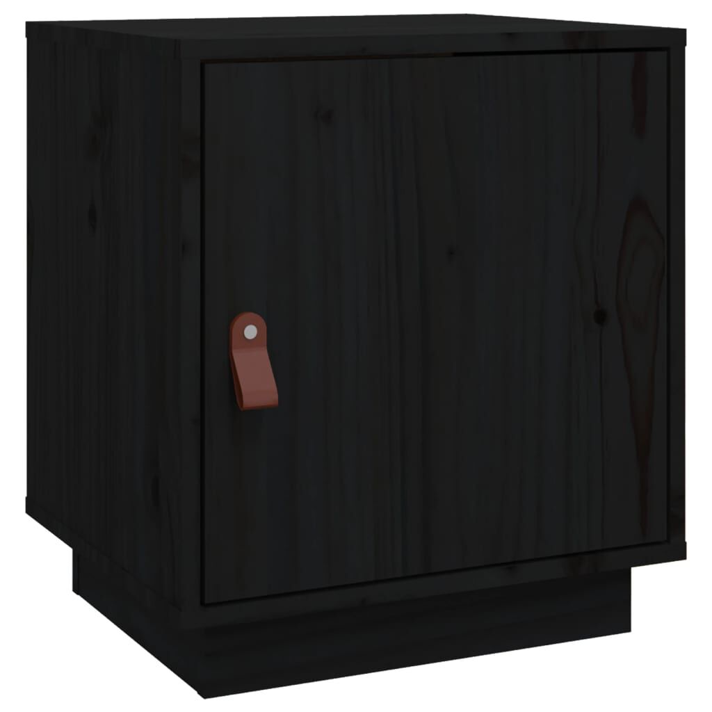 vidaXL Κομοδίνο Μαύρο 40x34x45 εκ. από Μασίφ Ξύλο Πεύκου