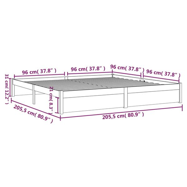 vidaXL Πλαίσιο Κρεβατιού 200 x 200 εκ. από Μασίφ Ξύλο