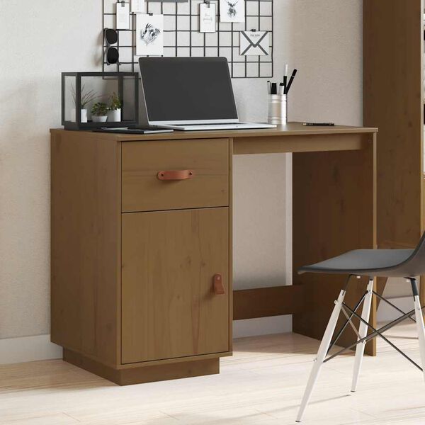 vidaXL Γραφείο Καφέ Μελί 95 x 50 x 75 εκ. από Μασίφ Ξύλο Πεύκου