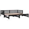 vidaXL Καναπές Κρεβάτι Μαύρος 2 x (90 x 200) εκ. από Μασίφ Ξύλο Πεύκου