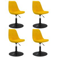 vidaXL Καρέκλες Τραπεζαρίας Περιστρεφόμενες 4 τεμ. Κίτρινες Βελούδινες