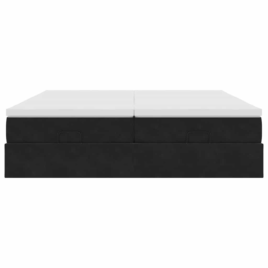 vidaXL Οθωμανικό κρεβάτι με στρώματα Μαύρο 180x200cm Velvet