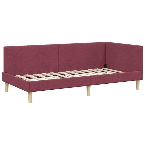 vidaXL Κρεβάτι Γωνίας Άλλο Μπορντό 90 x 200 cm Ύφασμα και Έργο ξύλου