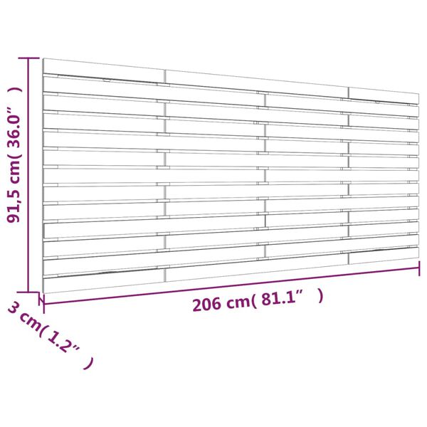 vidaXL Κεφαλάρι Επιτοίχιο 206 x 3 x 91,5 εκ. από Μασίφ Ξύλο Πεύκου
